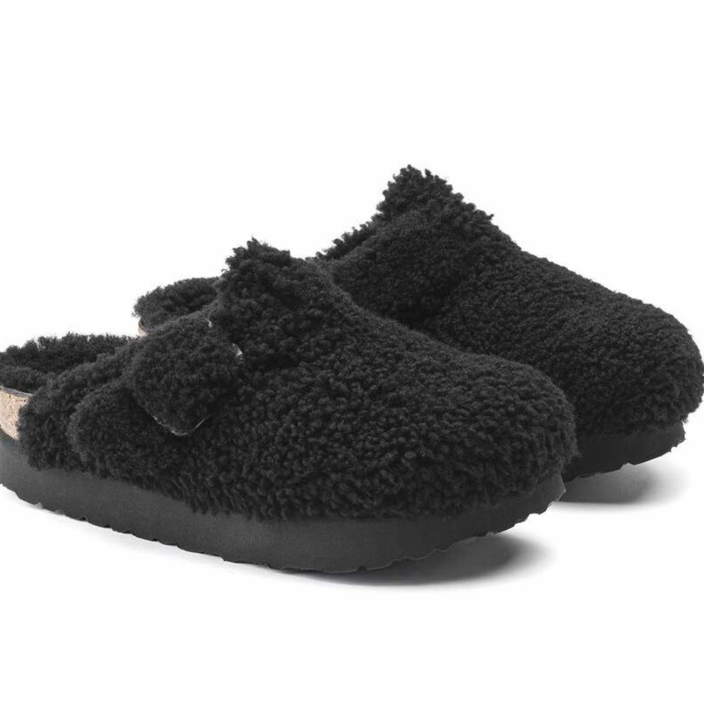 Birkenstock Boston Shearling Black Suede Clog Size 37 US 6 6.5 - Picture 13 of 15